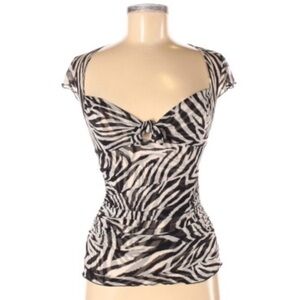 Diane Von Furstenberg sz M black zebra silk blouse
